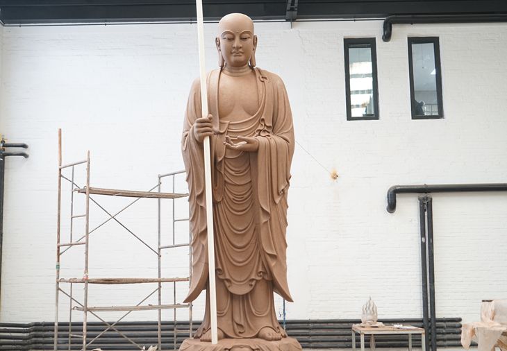 Gold leaf Ksitigarbha Buddha statue，青铜地藏王菩萨雕塑