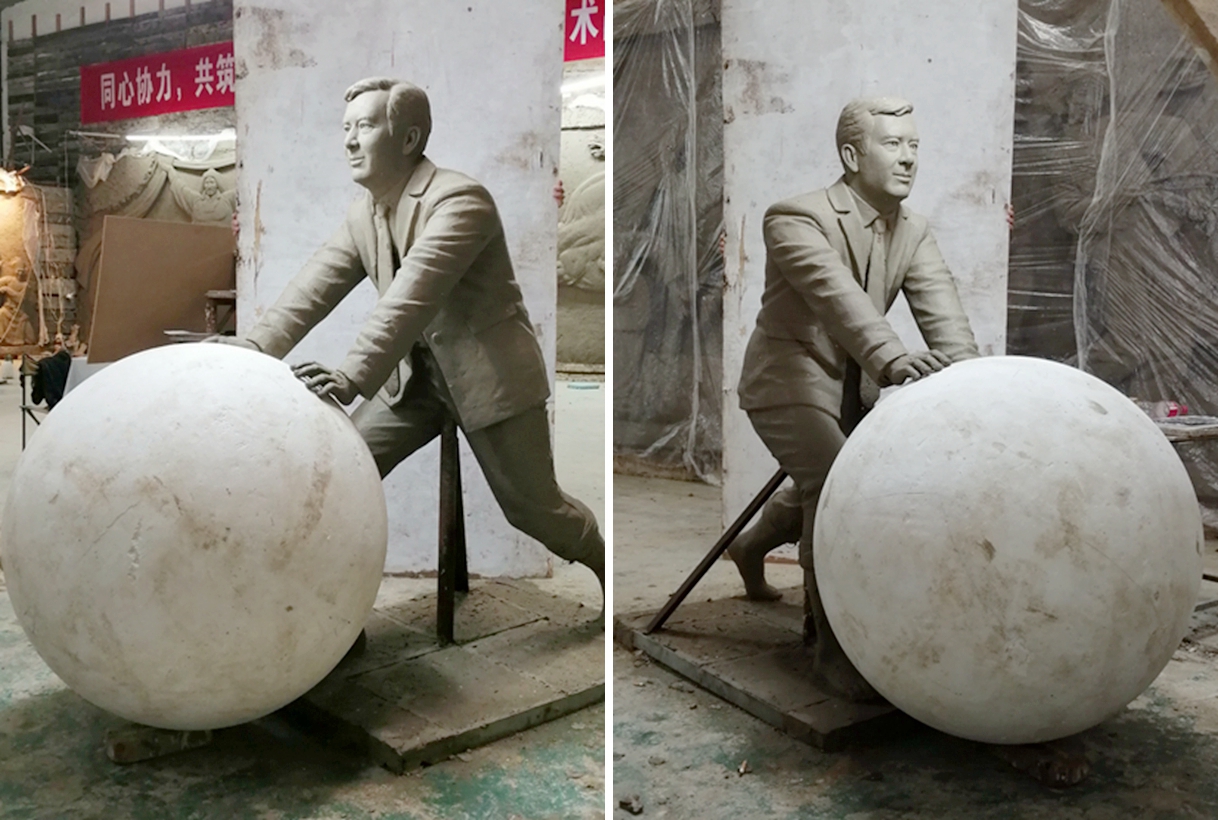 1:1 scale clay model of the Figure & Globe Statue.jpg