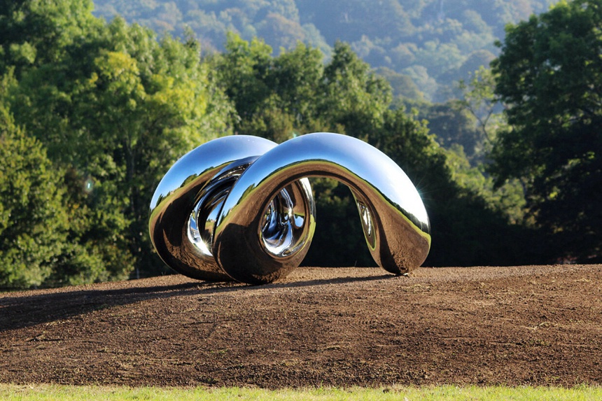 Mirror-Polishing-Stainless-Steel-Unwind-Sculpture-Site-Installation