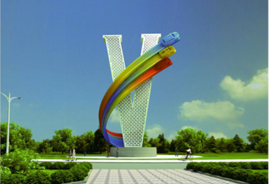 Painted-Stainless-Steel-V-Shaped-Sculpture-Rendering