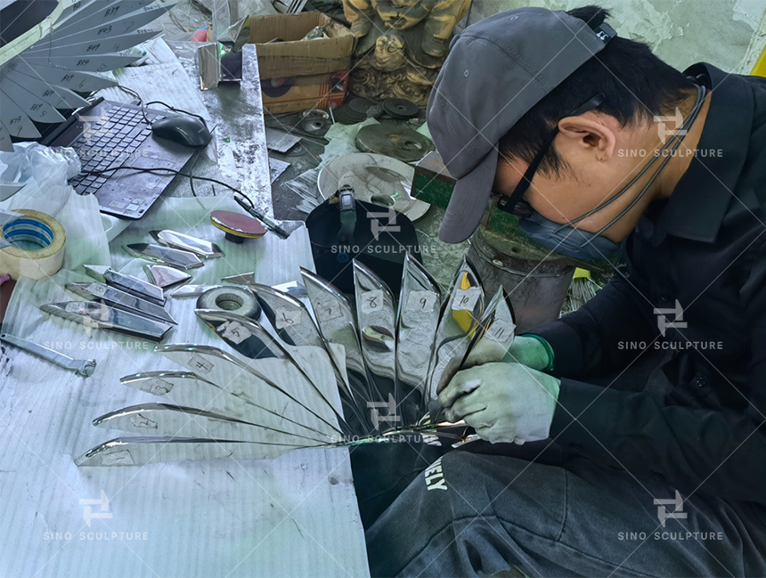 Production of the stainless steel Falcon sculpture in Sino's Tianjin factory.png