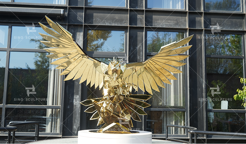 The completion of the gold plating stainless steel Falcon sculpture.png
